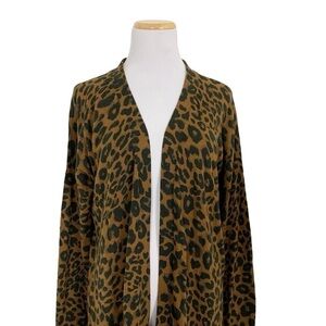 Sanctuary Longline Animal Print Open Front Cardigan Size Small